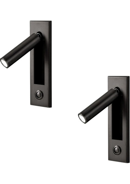 2x Okuma Işıkları, Başlık Duvar Lambası Okuma Işığı Gömme Basmalı Düğme Duvar Lambaları Oturma Odası, Yatak Odası Siyah (Yurt Dışından)