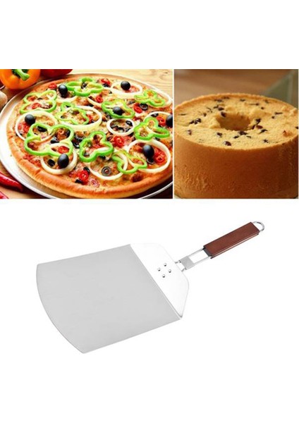 Anti-Haşlanma Pizza Kürekleri Katlanabilir Ahşap Saplı Paslanmaz Çelik Kek Kürek Pişirme Aracı Mutfak Aksesuarları (Yurt Dışından)