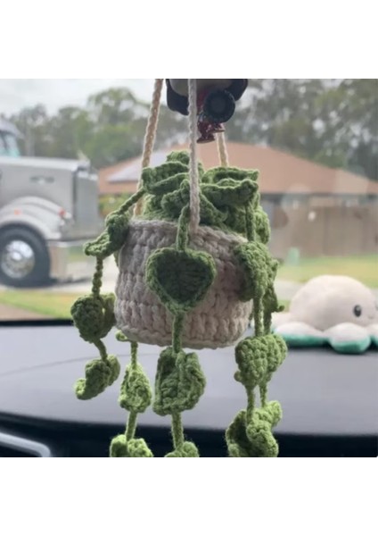 Araba Bitki Süsleme Araba Dekoratif Dikiz Aynası Kolye Sevimli Araba Ayna Süsleme Örme Dikiz Aynası Süsleme A (Yurt Dışından) modelleri