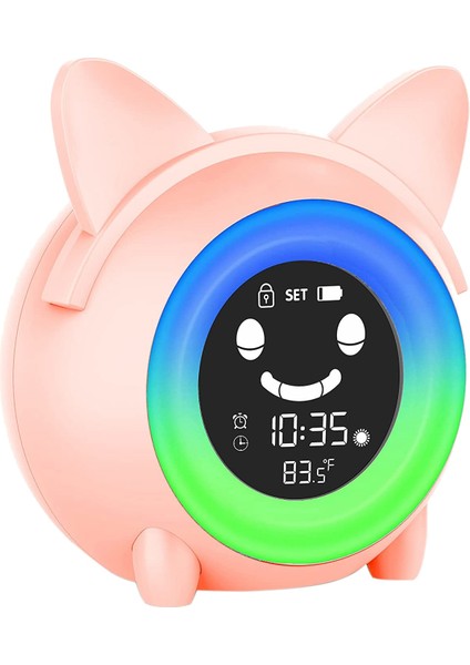 Çocuklar Için Çalar Saat Yatak Odası Çocuk Uyku Eğitimi Saat Bebekler Için Uyandırma Saati Gece Işıkları Hediyeler Için Pembe (Yurt Dışından)