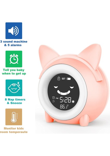 Çocuklar Için Çalar Saat Yatak Odası Çocuk Uyku Eğitimi Saat Bebekler Için Uyandırma Saati Gece Işıkları Hediyeler Için Pembe (Yurt Dışından) modelleri