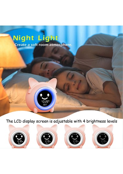 Çocuklar Için Çalar Saat Yatak Odası Çocuk Uyku Eğitimi Saat Bebekler Için Uyandırma Saati Gece Işıkları Hediyeler Için Pembe (Yurt Dışından) fırsatları