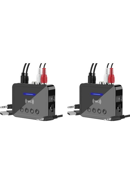 2x Bluetooth 5.0 Alıcı Verici Fm Stereo Aux 3.5mm Jack Rca Kablosuz Nfc Bluetooth Ses Adaptörü (Yurt Dışından)