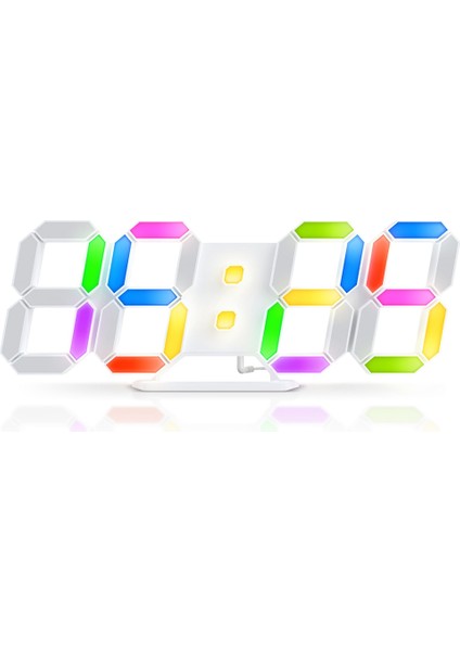 3D LED Dijital Duvar Saati Rgb Saat Aydınlık Masa Çalar Saat Zaman Tarih Masa Saati Ev Yatak Odası Için App Kontrolü ile (Yurt Dışından)