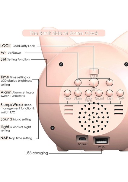 Çocuklar Için Çalar Saat Yatak Odası Çocuk Uyku Eğitimi Saat Bebekler Için Uyandırma Saati Gece Işıkları Hediyeler Için Pembe (Yurt Dışından) indirimleri