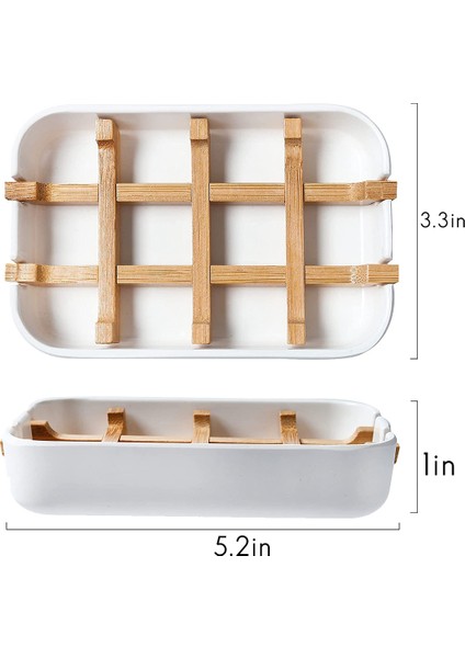 2 Paket Ahşap Sabunluklar Banyo Bar Sabunluk Duş Sabun Kutusu Lavabo Güverte Küvet Duş Teknesi (Siyah, Beyaz) (Yurt Dışından)