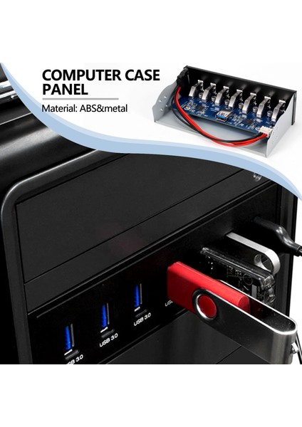 7 Port USB 3.0 Hub 5 Gbs 5.25 Inç Cd-Rom Sürücü Yuvası CD Rom Ön Panel Bilgisayar Kasası Için + USB 3.0 19-Pin Başlık - Tip A Erkek Kablo Çift Çipli Pcı-E 1x Pcı-E 16X (Yurt Dışından)