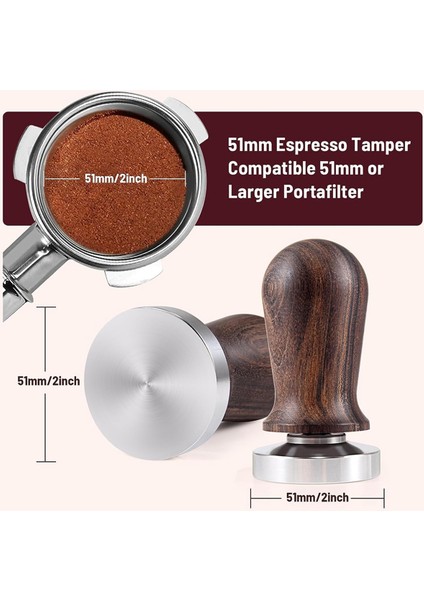 51MM Espresso Kahve Sabotaj ve Karıştırıcı Seti-Ahşap Saplı Yaylı Kalibre Edilmiş Sabotaj, Premium Paslanmaz Çelik Tabanlı (Yurt Dışından) fırsatları