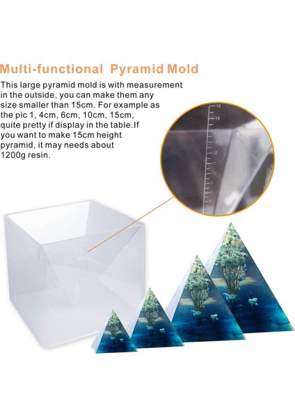 4x Büyük Reçine Kalıpsilikon Piramit Kalıpları, Dıy Orgon Piramidi Için Reçine Döküm Kalıpları, (Yükseklik: 15CM / 5.9ınch) (Yurt Dışından)