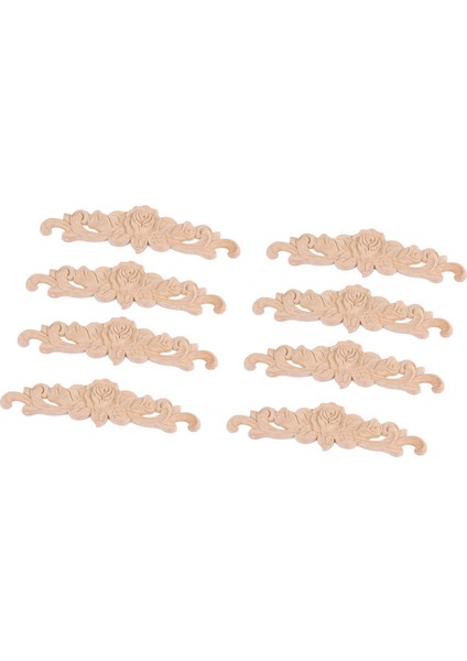 8 Adet 20X5 cm Kauçuk Ahşap Oyma Uzun Onlay Aplike Boyasız Gül Çiçek Kapı Ev Dekor Avrupa Tarzı (Yurt Dışından)