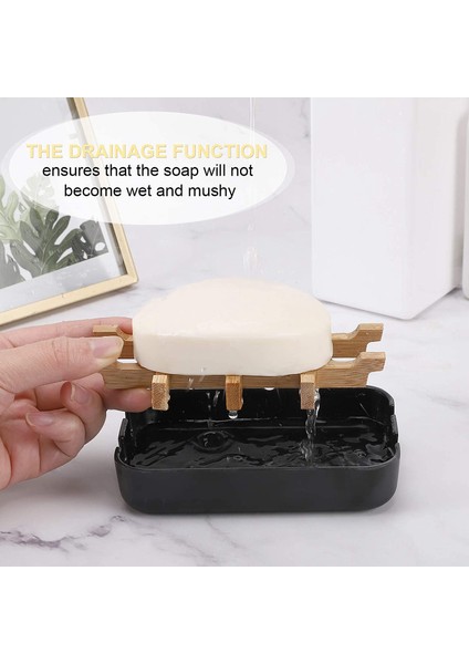 2 Paket Ahşap Sabunluklar Banyo Bar Sabunluk Duş Sabun Kutusu Lavabo Güverte Küvet Duş Teknesi (Siyah, Beyaz) (Yurt Dışından) modelleri