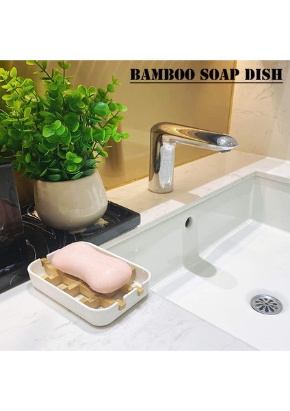 2 Paket Ahşap Sabunluklar Banyo Bar Sabunluk Duş Sabun Kutusu Lavabo Güverte Küvet Duş Teknesi (Siyah, Beyaz) (Yurt Dışından) fırsatları