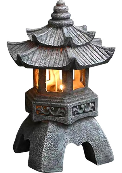 Bahçe Aksesuarı Süs Güneş Enerjili Reçine Pagoda Fener Saray Fenerler Kulesi Heykeli Güneş Lambası Bahçe Dekor C (Yurt Dışından)