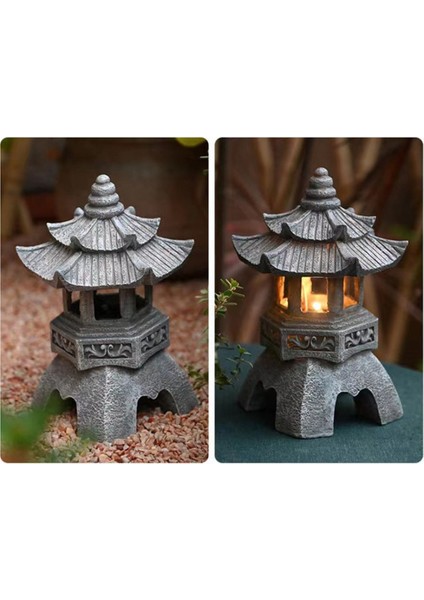 Bahçe Aksesuarı Süs Güneş Enerjili Reçine Pagoda Fener Saray Fenerler Kulesi Heykeli Güneş Lambası Bahçe Dekor C (Yurt Dışından) fırsatları