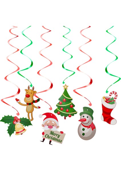 1 Takım Noel Spiral Tavan Asılı Noel Baba Elk Çan Girdap Banner Noel Partisi Ev Oturma Odası Dekorasyon (Yurt Dışından) fiyatları