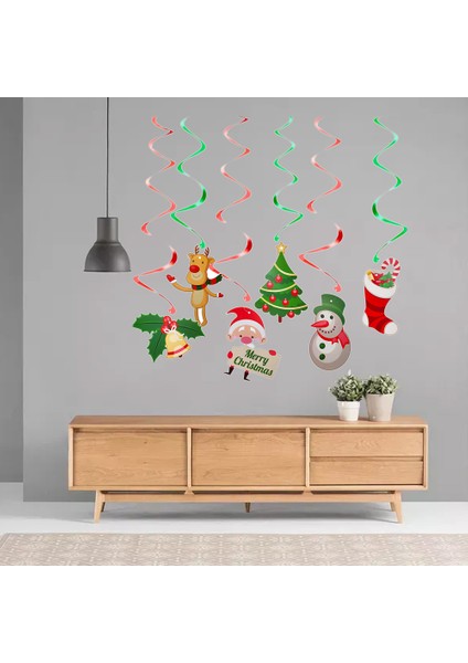 1 Takım Noel Spiral Tavan Asılı Noel Baba Elk Çan Girdap Banner Noel Partisi Ev Oturma Odası Dekorasyon (Yurt Dışından) indirimleri