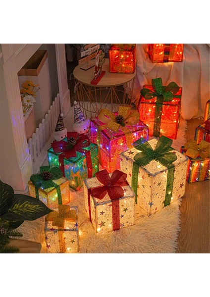 LED Noel Aydınlatma Kutuları Noel Için Powered Parlayan Hediye Kutusu Açık Kapalı Dekorasyon Montajlı Değil (Yurt Dışından)