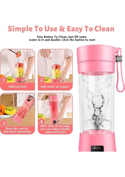 Shake ve Smoothie'ler Için Taşınabilir Blender Mini Blender Şarj Edilebilir USB 380ML 6 Bıçaklı Seyahat Meyve Sıkacağı Bardağı (Yurt Dışından) modelleri