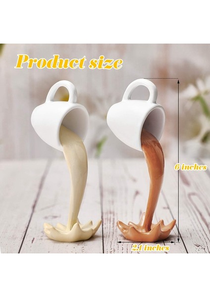 2 Parça Yüzen Kahve Fincanları Kahve Barı Aksesuarları Komik Dökme Dökülme Sıçrama Kahve Kupaları Heykel Sanat B (Yurt Dışından) fiyatları