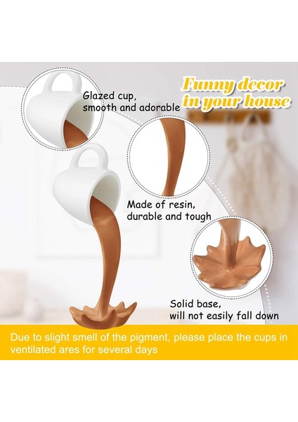 2 Parça Yüzen Kahve Fincanları Kahve Barı Aksesuarları Komik Dökme Dökülme Sıçrama Kahve Kupaları Heykel Sanat B (Yurt Dışından) modelleri