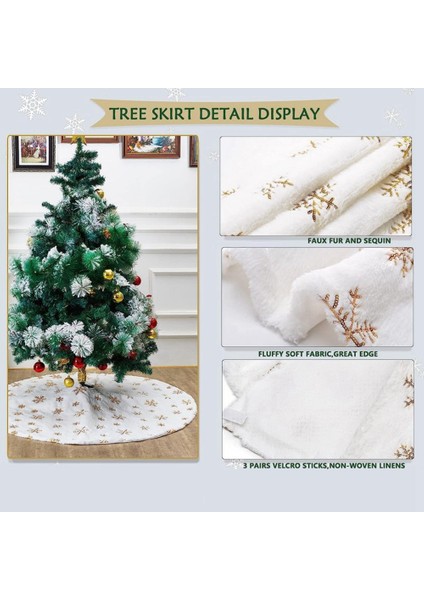 90CM Yılbaşı Ağaçları Etek Taklit Kürk Halı Kar Tanesi Beyaz Peluş Mat Ev Için Noel Ağacı Yeni Yıl Dekor Önlük Süs (Yurt Dışından) indirimleri