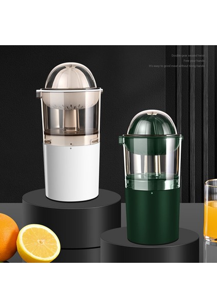 Elektrikli Meyve Sıkacağı USB Taşınabilir Narenciye Portakal Sıkacağı Otomatik Rotasyon Basın Kaymaz Raybası Limon Beyaz (Yurt Dışından)
