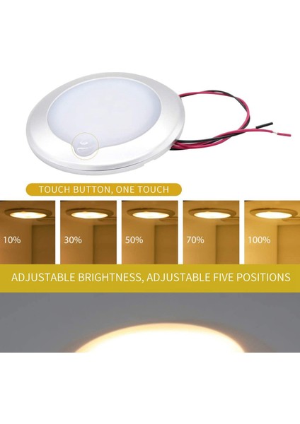 IP67 LED Panel Tavan Işık Yüzey Montajlı 9-30V Dc Rv Karavan Karavan Denizcilik Için (Sıcak Beyaz) (5,9 Inç) (Yurt Dışından)