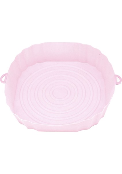 20CM Hava Fritözler Fırın Fırın Tepsisi Kızarmış Tavuk Sepeti Mat Airfryer Silikon Pot Yuvarlak Yedek Izgara Tavası Pembe (Yurt Dışından)