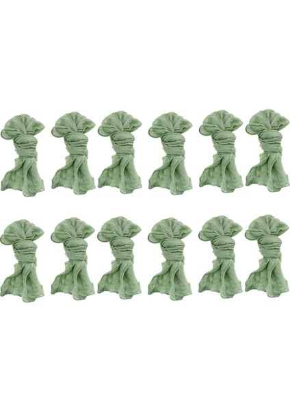 Gazlı Bez Tülbent Peçete Buruşuk Yemek Peçetesi Masa Peçetesi Dekoratif Kumaş Peçete (Yeşil, 12'li Paket) (Yurt Dışından)