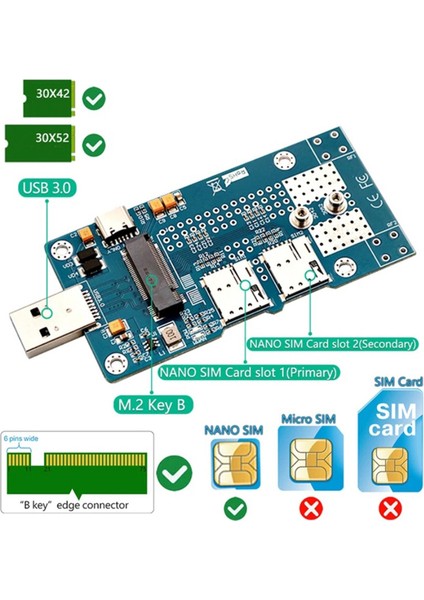 Masaüstü Bilgisayarlara Uygun Çift Nano Destekli 3g/4g/5g/lte Modüllü Ngff(M.2) - USB 3.0 Adaptörü (Yurt Dışından) indirimleri