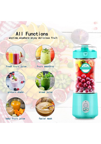 Taşınabilir Blender Meyve Sıkacağı Bardağı, Shake ve Smoothie'ler Için Seyahat Blender Şişeleri, Sporda, Spor Salonunda, Açık Havada Elde Kullanım (Yurt Dışından) modelleri