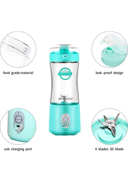 Taşınabilir Blender Meyve Sıkacağı Bardağı, Shake ve Smoothie'ler Için Seyahat Blender Şişeleri, Sporda, Spor Salonunda, Açık Havada Elde Kullanım (Yurt Dışından) indirimleri