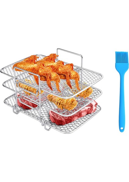 Ninja Çift Hava Fritöz Için Hava Fritöz Rafı 304 Paslanmaz Çelik Çok Katmanlı Kurutucu Raf Tost Rafı (Yurt Dışından)