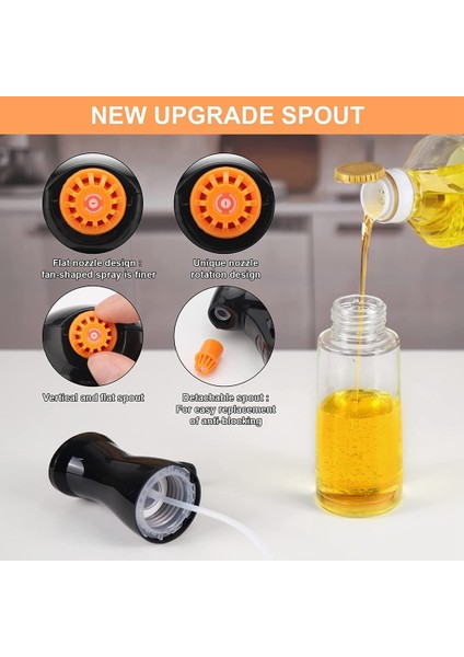 Pişirme Için Zeytinyağı Püskürtücü, Döndürülebilir Meme Zeytinyağı Sprey Şişesi 230ML Sirke Dispenseri, Fırça Sızdırmaz, A (Yurt Dışından)