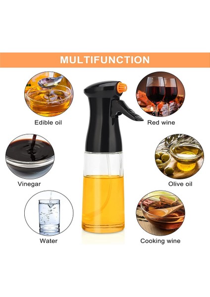 Pişirme Için Zeytinyağı Püskürtücü, Döndürülebilir Meme Zeytinyağı Sprey Şişesi 230ML Sirke Dispenseri, Fırça Sızdırmaz, A (Yurt Dışından)
