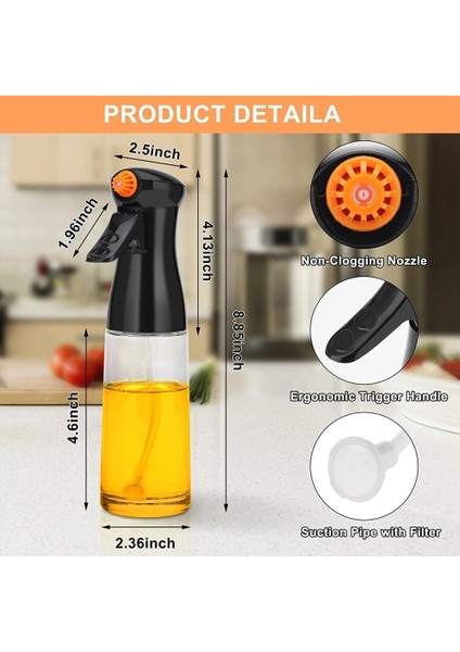 Pişirme Için Zeytinyağı Püskürtücü, Döndürülebilir Meme Zeytinyağı Sprey Şişesi 230ML Sirke Dispenseri, Fırça Sızdırmaz, A (Yurt Dışından)