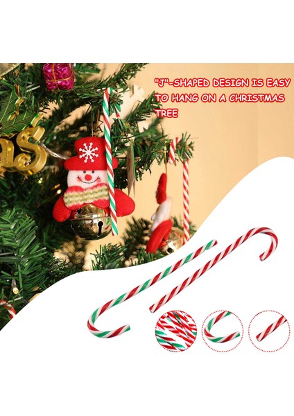 48 Adet Noel Plastik Sahte Baston Şekerler Noel Ağacı Asılı Süslemeleri Için Bükülmüş Oyuncak Koltuk Değneği (Yurt Dışından)