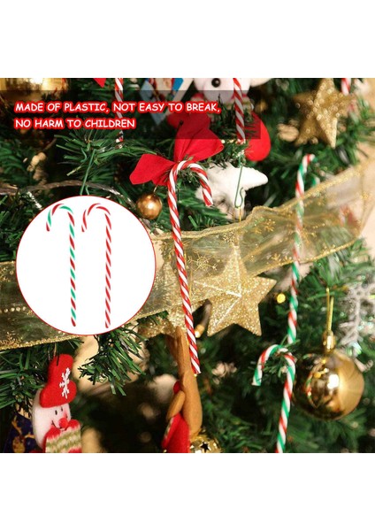 48 Adet Noel Plastik Sahte Baston Şekerler Noel Ağacı Asılı Süslemeleri Için Bükülmüş Oyuncak Koltuk Değneği (Yurt Dışından)