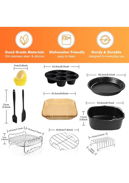 Instant Vortex Plus, Cosorı 6,4l, Tefal Xxl 6,2l, Breville ve Most 5,7l Hava Fritözleri Için Kare Hava Fritöz Aksesuarları (Yurt Dışından)