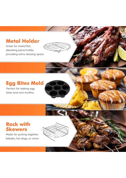 Instant Vortex Plus, Cosorı 6,4l, Tefal Xxl 6,2l, Breville ve Most 5,7l Hava Fritözleri Için Kare Hava Fritöz Aksesuarları (Yurt Dışından)