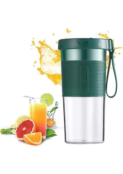 Mini Taşınabilir Blender, Üç Bıçaklı Smoothie Shake Yapıcı, Çok Fonksiyonlu El Tipi Meyve Sıkacağı Bardağı, 320ML, Yeşil (Yurt Dışından)