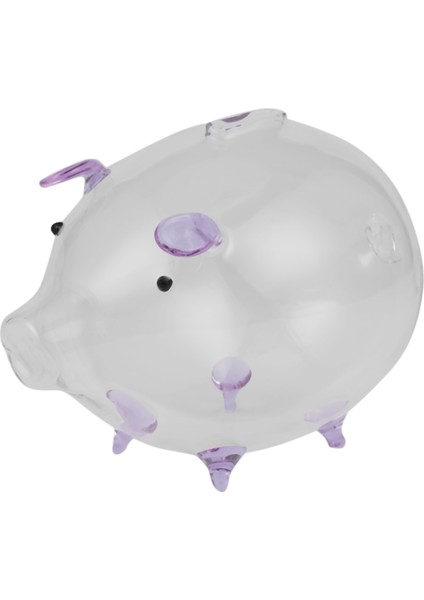 Domuz Kumbara Para Tasarrufu Kutusu Sevimli Şeffaf Cam Hatıra Doğum Günü Çocuk Çocuklar-Mor (Yurt Dışından)