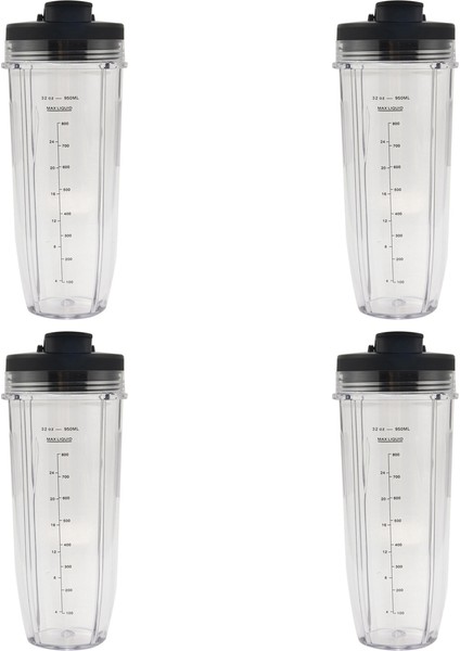 Ninja BL480 / BL490 / BL640 / BL680 Auto Iq Serisi Meyve Sıkacağı Için 2x Meyve Sıkacağı Aksesuarları 32OZ Bardak ve Borulu Kapak (Yurt Dışından)