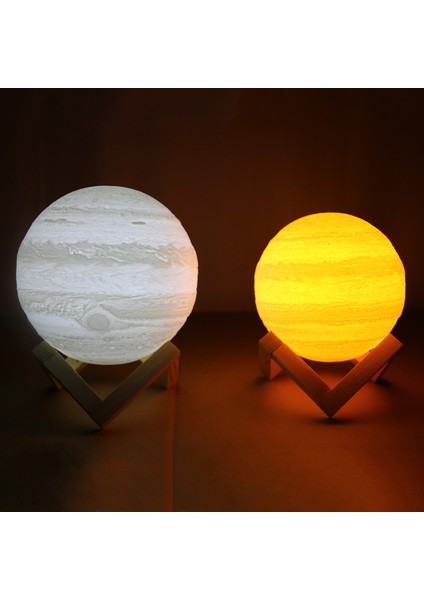 3D USB LED Büyülü Dokunmatik Anahtarı Jüpiter Gece Lambası Jüpiter Işık Masa Jüpiter Masa Lambası Ev Dekor (10 Cm) (Yurt Dışından)