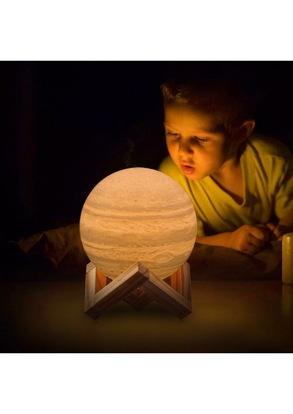 3D USB LED Büyülü Dokunmatik Anahtarı Jüpiter Gece Lambası Jüpiter Işık Masa Jüpiter Masa Lambası Ev Dekor (10 Cm) (Yurt Dışından)