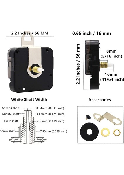16MM Kuvars Dıy Duvar Saati Motor Kiti Hareketi Mekanizması Büyük Maça Saat Parçaları Tamir Yedek Hareketi (Yurt Dışından)