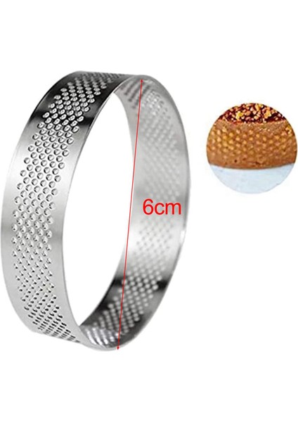 60 Paket Paslanmaz Çelik Tart Halkaları, Delikli Kek Mus Halkası, Kek Halkası Kalıbı, Yuvarlak Kek Pişirme Araçları 6 cm (Yurt Dışından)