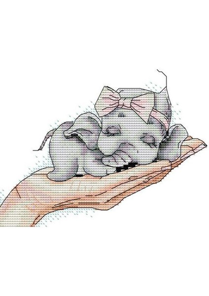 Çapraz Dikiş Kitleri Yetişkinler Için Acemi Çocuklar Için Damgalı 11CT Dıy El Yapımı Nakış Iğne Seti-Bebek Fil 27X22 cm (Yurt Dışından)