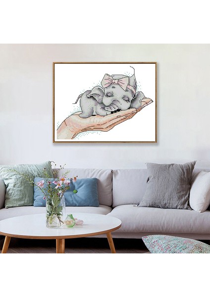 Çapraz Dikiş Kitleri Yetişkinler Için Acemi Çocuklar Için Damgalı 11CT Dıy El Yapımı Nakış Iğne Seti-Bebek Fil 27X22 cm (Yurt Dışından) fiyatları