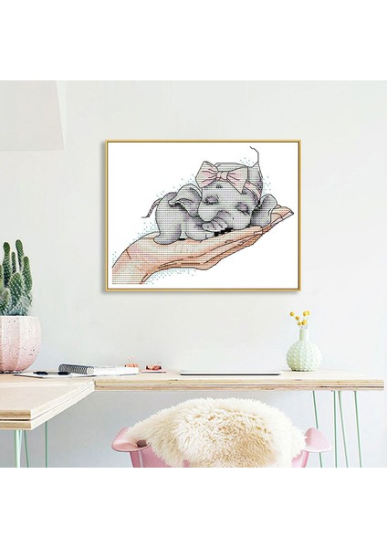 Çapraz Dikiş Kitleri Yetişkinler Için Acemi Çocuklar Için Damgalı 11CT Dıy El Yapımı Nakış Iğne Seti-Bebek Fil 27X22 cm (Yurt Dışından) fırsatları